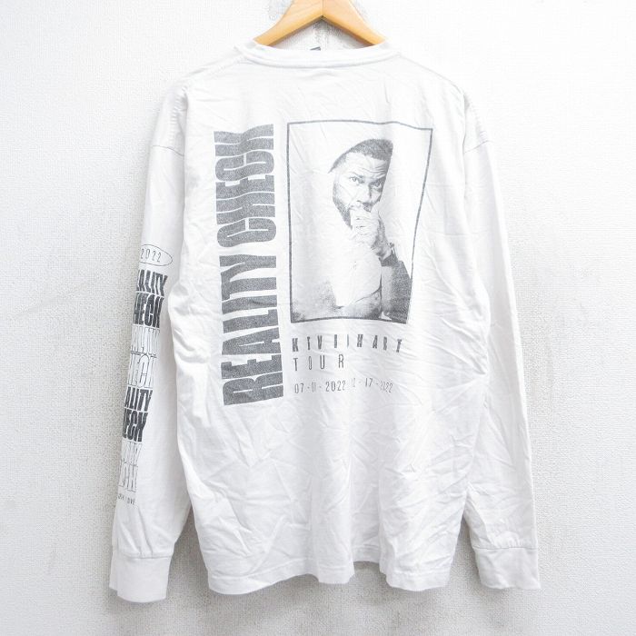 【50%OFF】XL★古着 長袖 Tシャツ メンズ ケヴィンハート コットン クルーネック 白 ホワイト 25aug30 中古