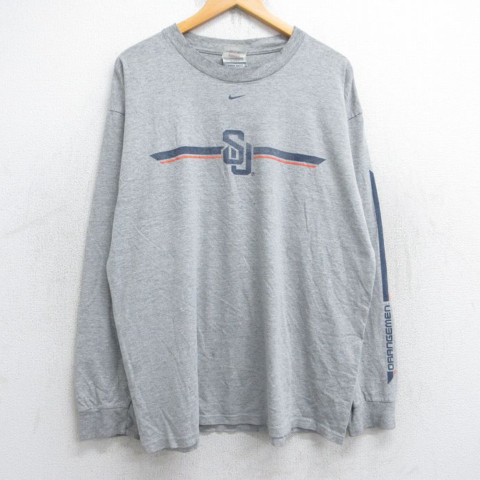 XL★古着 ナイキ NIKE 長袖 ビンテージ Tシャツ メンズ 00年代 00s SJ 大きいサイズ クルーネック グレー 霜降り 25aug30 中古