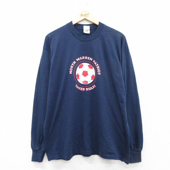 フルーツオブザルーム 90s 長袖Tシャツ サッカーボール ネイビー XL | 古着