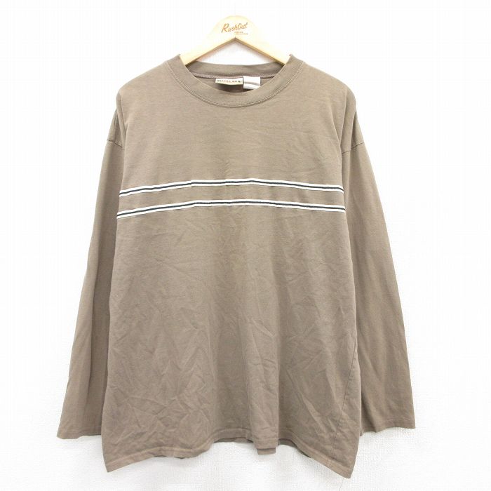 XL★古着 ビューグルボーイ 長袖 ビンテージ Tシャツ メンズ 90年代 90s 大きいサイズ コットン クルーネック USA製 ベージュ カーキ 25sep03 中古