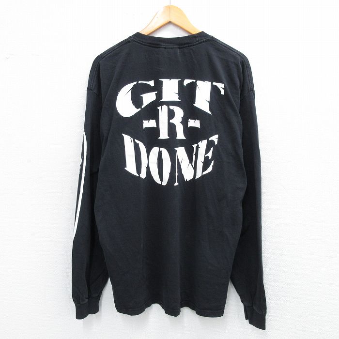 XL★古着 長袖 ビンテージ Tシャツ メンズ 00年代 00s GIT R DONE 大きいサイズ コットン クルーネック 黒 ブラック 25sep04 中古