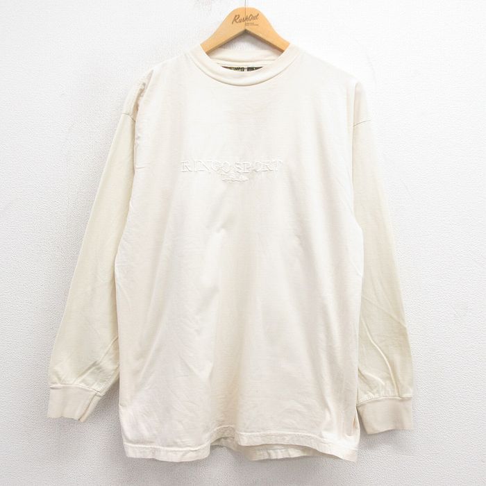 00s 長袖Tシャツ RINGO SPORT刺繍 生成り ベージュ XL | 古着