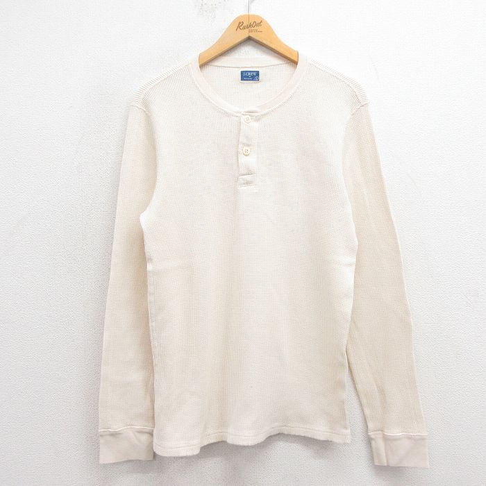 XL★古着 ジェイクルー J.CREW 長袖 サーマル Tシャツ メンズ 無地 ヘンリーネック 生成り 25sep05 中古
