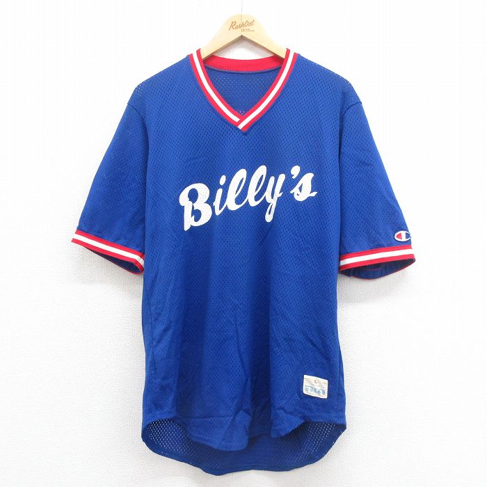 L★古着 チャンピオン champion 半袖 ビンテージ Tシャツ メンズ 80年代 80s Billys メッシュ地 Vネック USA製 青 ブルー 【spe】 25sep05 中古