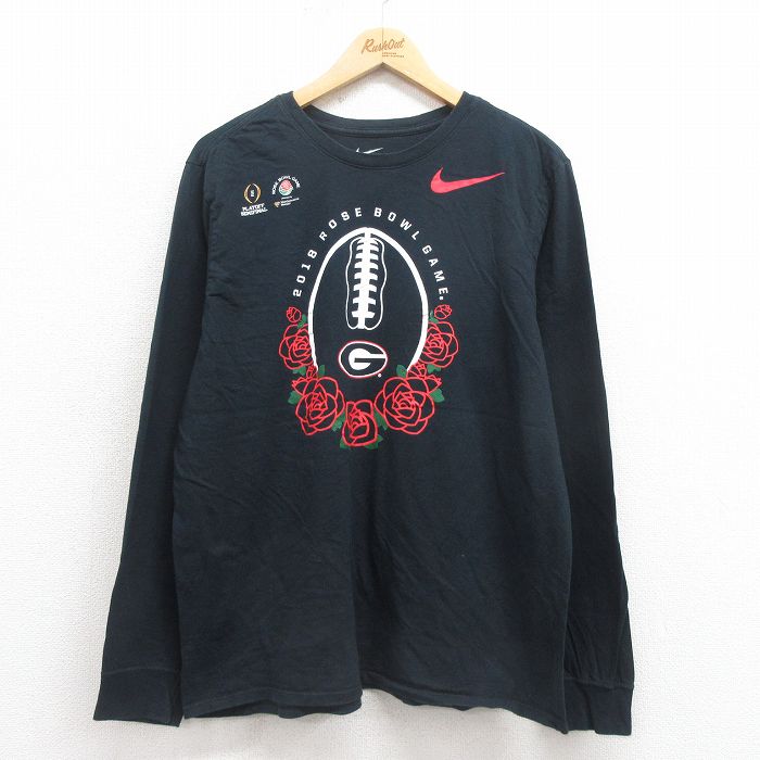L★古着 ナイキ NIKE 長袖 Tシャツ メンズ ローズボール コットン クルーネック 黒 ブラック 25sep05 中古