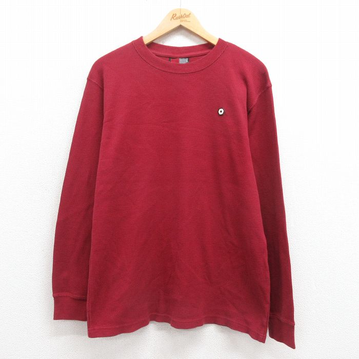 【20%OFF】XL★古着 サウスポール 長袖 サーマル Tシャツ メンズ ワンポイントロゴ コットン クルーネック エンジ 25sep05 中古