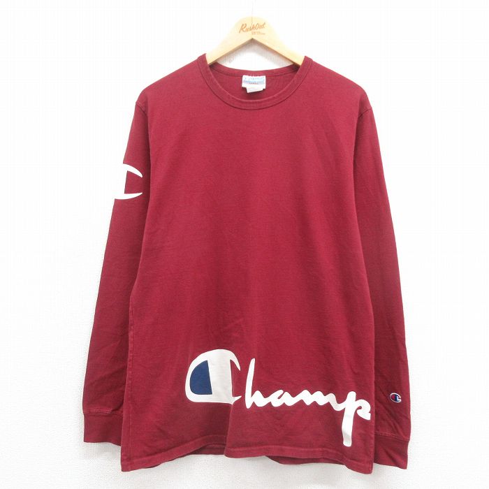 チャンピオン 長袖Tシャツ ビッグロゴ バーガンディ L | 古着