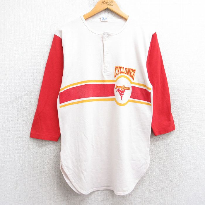 【50%OFF】チャンピオン 80s 7分袖Tシャツ アイオワステートサイクロンズ ホワイト S | 古着