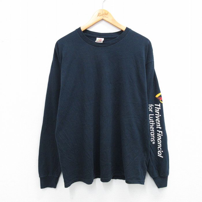 XL★古着 フルーツオブザルーム 長袖 ビンテージ Tシャツ メンズ 00年代 00s Thrivent Financial コットン クルーネック 黒 ブラック 25sep24 中古