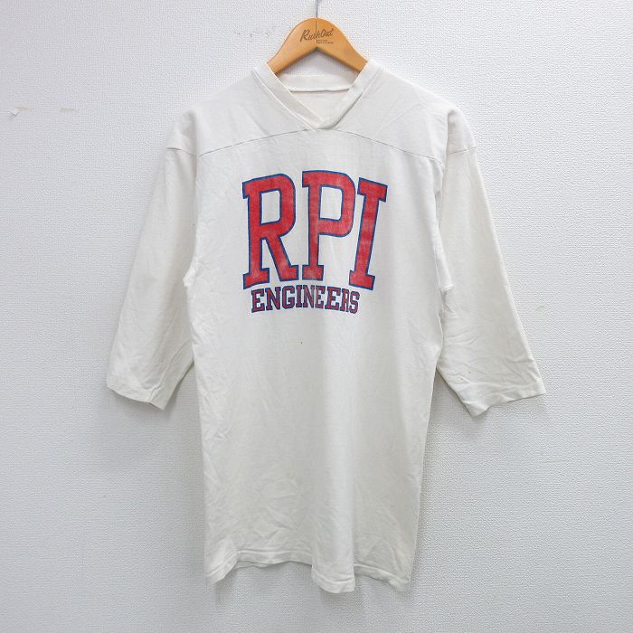 90s 7分袖Tシャツ RPI 生成り ベージュ M | 古着