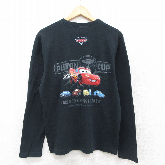 L★古着 長袖 ビンテージ Tシャツ メンズ 00年代 00s ディズニー DISNEY ピクサー カーズ コットン クルーネック USA製 黒 ブラック 【spe】 25sep26 中古