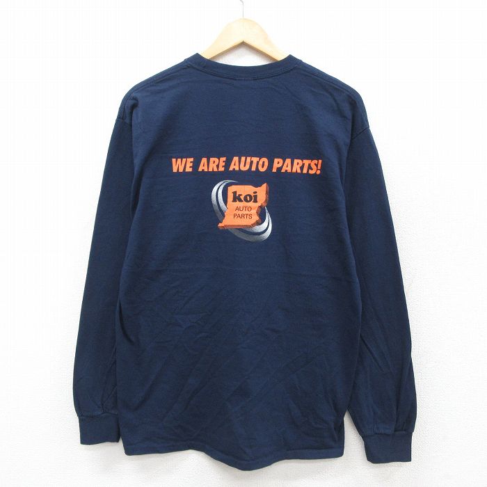 L★古着 長袖 ビンテージ Tシャツ メンズ 00年代 00s koi 胸ポケット付き コットン クルーネック 紺 ネイビー 25sep26 中古