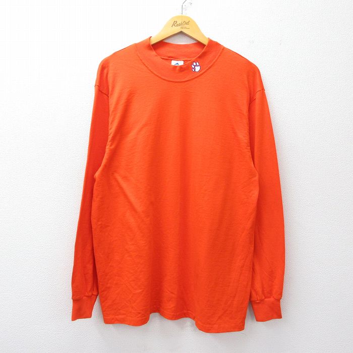 XL★古着 長袖 ビンテージ Tシャツ メンズ 00年代 00s モックネック ハイネック オレンジ 25sep27 中古