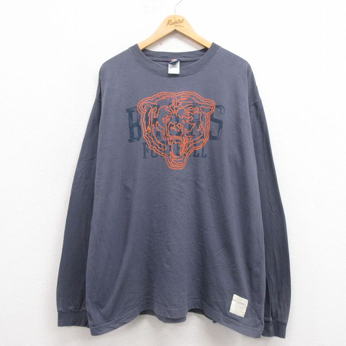XL★古着 リーボック REEBOK 長袖 Tシャツ メンズ NFL シカゴベアーズ 大きいサイズ コットン クルーネック グレー アメフト スーパーボウル 25sep29 中古