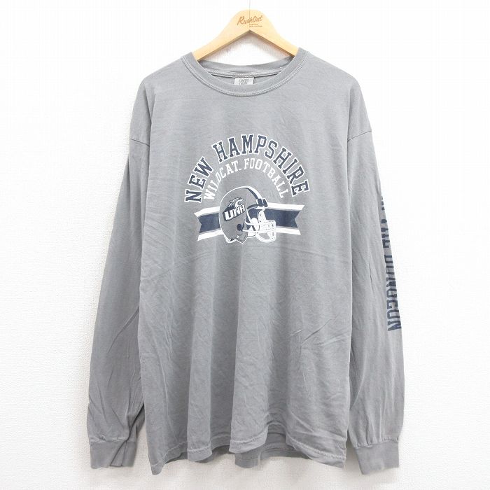 【20%OFF】XL★古着 長袖 Tシャツ メンズ ニューハンプシャー 大きいサイズ コットン クルーネック グレー 25sep29 中古