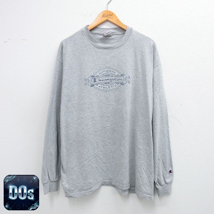 チャンピオン 00s 長袖Tシャツ ビッグロゴ グレー XL | 古着