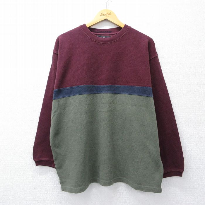 00s 長袖Tシャツ マルチカラー バーガンディ XL | 古着