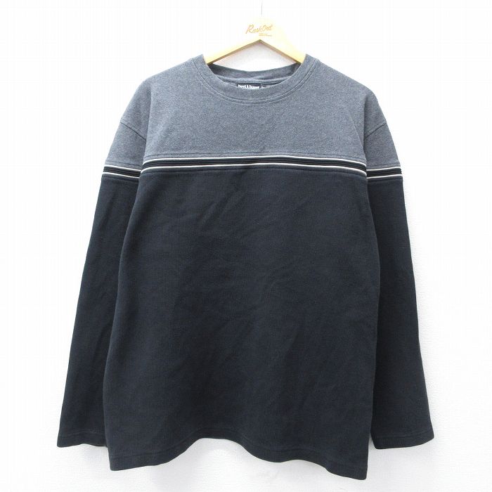 長袖Tシャツ ツートンカラー ブラック XL | 古着