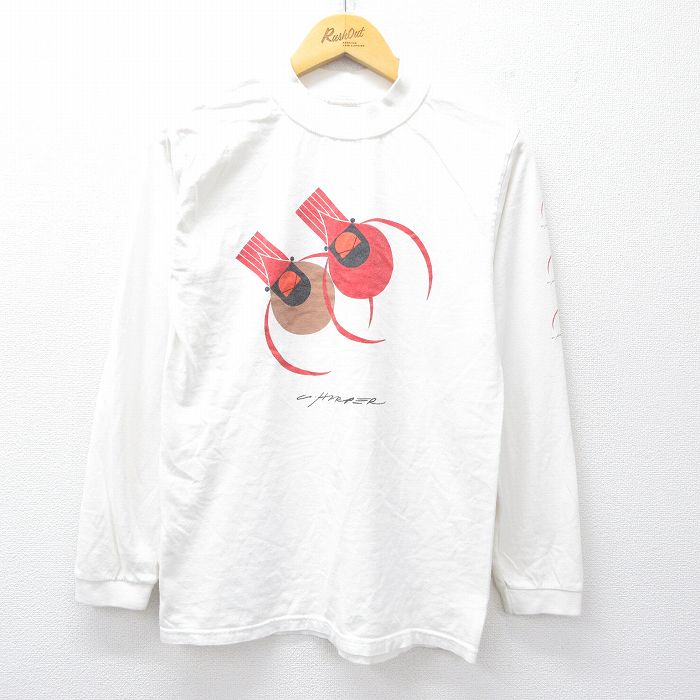 00s 長袖Tシャツ 鳥 ホワイト S | 古着