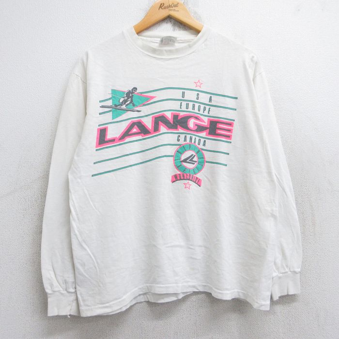 ヘインズ 80s 長袖Tシャツ スキー LANGE ホワイト M | 古着