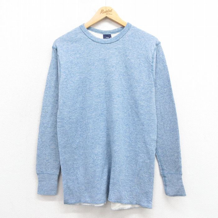 L★古着 duofold 長袖 ビンテージ Tシャツ メンズ 90年代 90s 無地 クルーネック USA製 紺 ネイビー 霜降り 【spe】 25oct23 中古