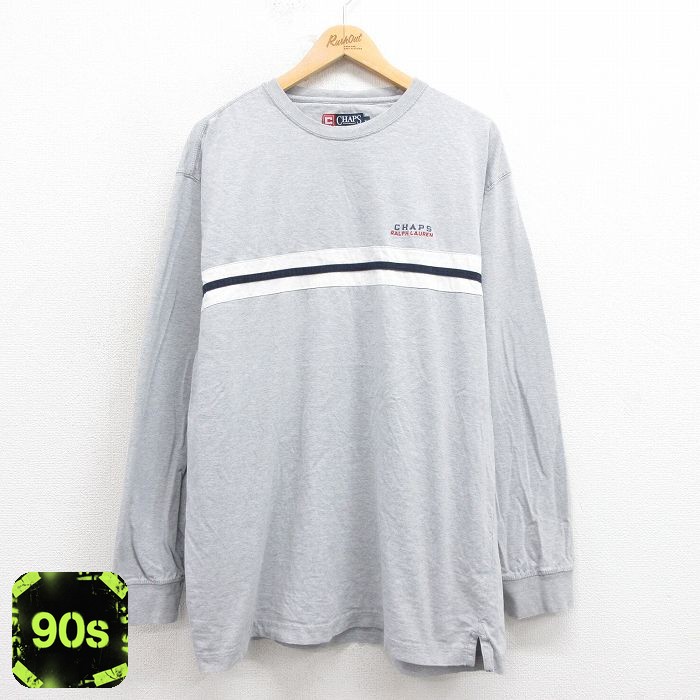 ラルフローレン 90s 長袖Tシャツ ワンポイントロゴ グレー XL | 古着