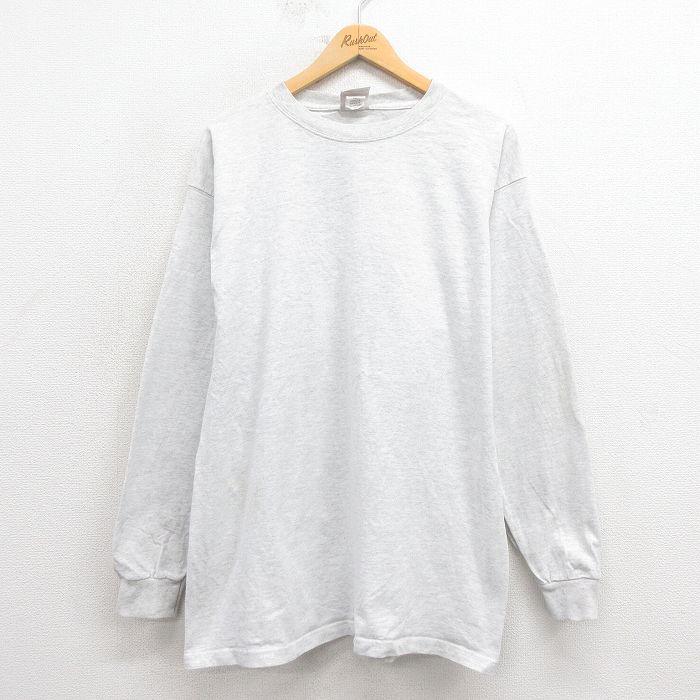 XL★古着 PLUMA 長袖 ビンテージ Tシャツ メンズ 00年代 00s 無地 コットン クルーネック グレー 霜降り 25oct23 中古