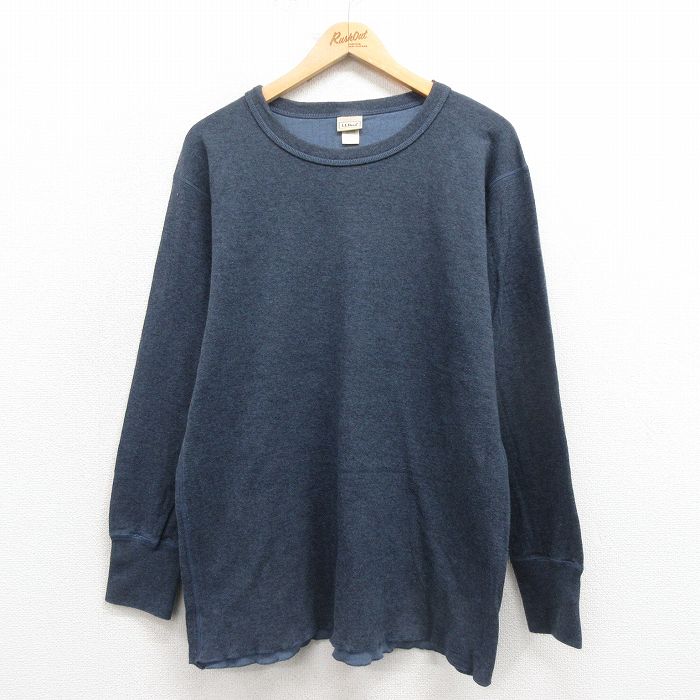 XL★古着 エルエルビーン LLBEAN 長袖 Tシャツ メンズ 無地 コットン クルーネック カナダ製 グレー 25oct23 中古