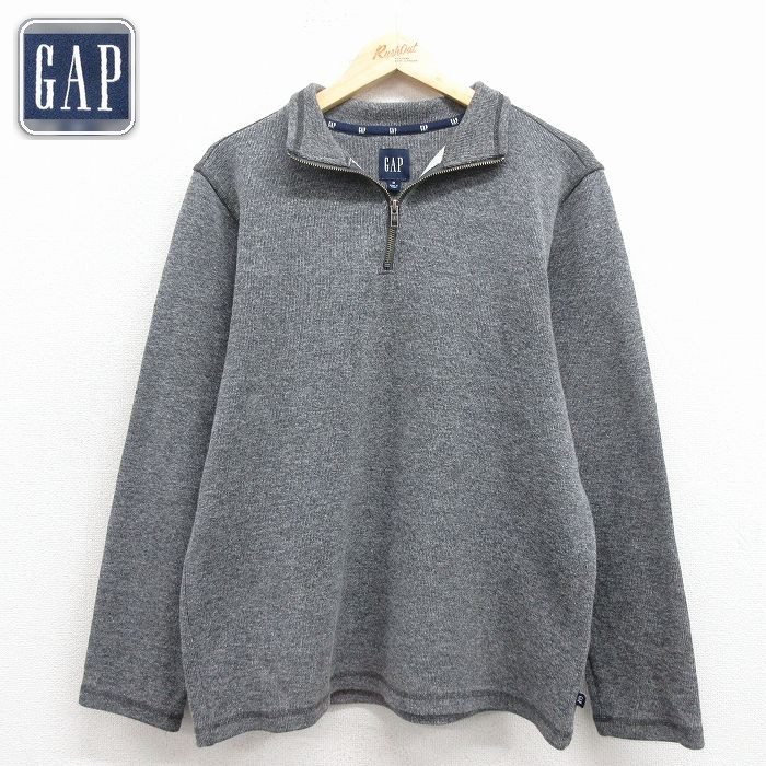 ギャップ 長袖ハーフジップトップス 無地 グレー L | 古着