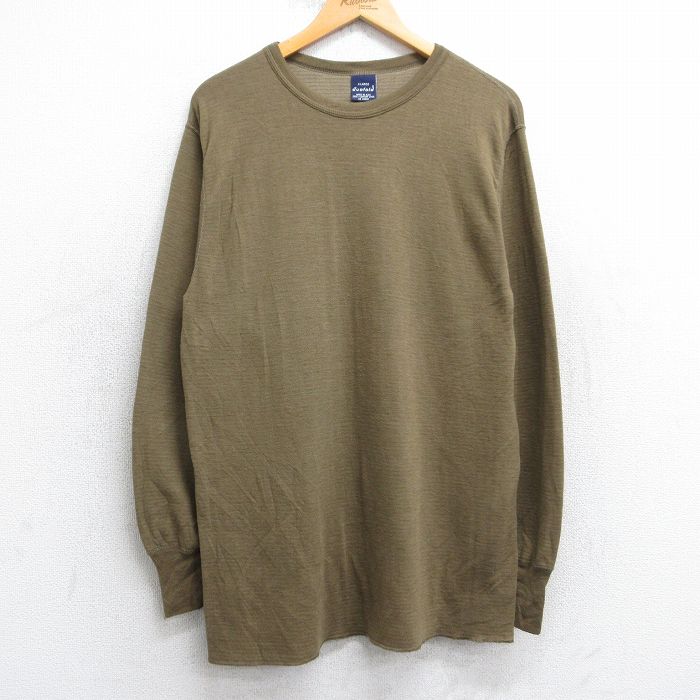 S★古着 デュオフォールド 長袖 ビンテージ Tシャツ メンズ 90年代 90s 無地 クルーネック USA製 濃緑 25nov18