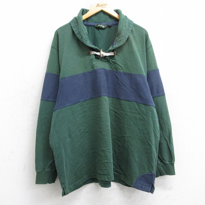 長袖Tシャツ ツートンカラー グリーン XL | 古着