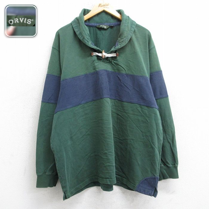 長袖Tシャツ ツートンカラー グリーン XL | 古着