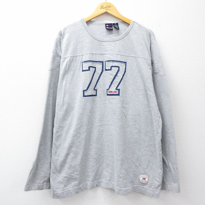 【20%OFF】XL★古着 ビューグルボーイ 長袖 フットボール Tシャツ メンズ 77 大きいサイズ クルーネック グレー 霜降り 25nov26