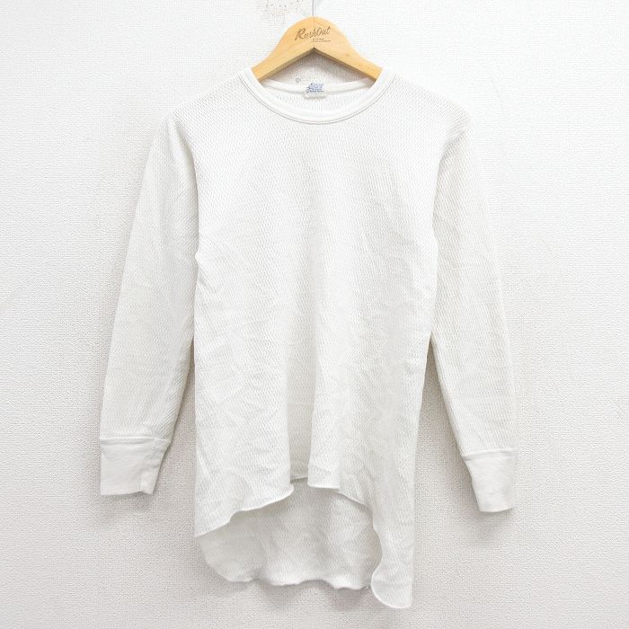S★古着 長袖 ビンテージ サーマル Tシャツ メンズ 80年代 80s 無地 クルーネック USA製 白 25dec08