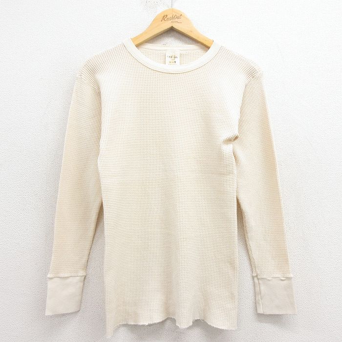 S★古着 長袖 ビンテージ サーマル Tシャツ メンズ 00年代 00s クルーネック 生成り 25dec08