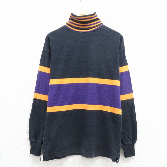 L★古着 長袖 ビンテージ Tシャツ メンズ 90年代 90s コットン タートルネック ハイネック USA製 黒他 25dec08