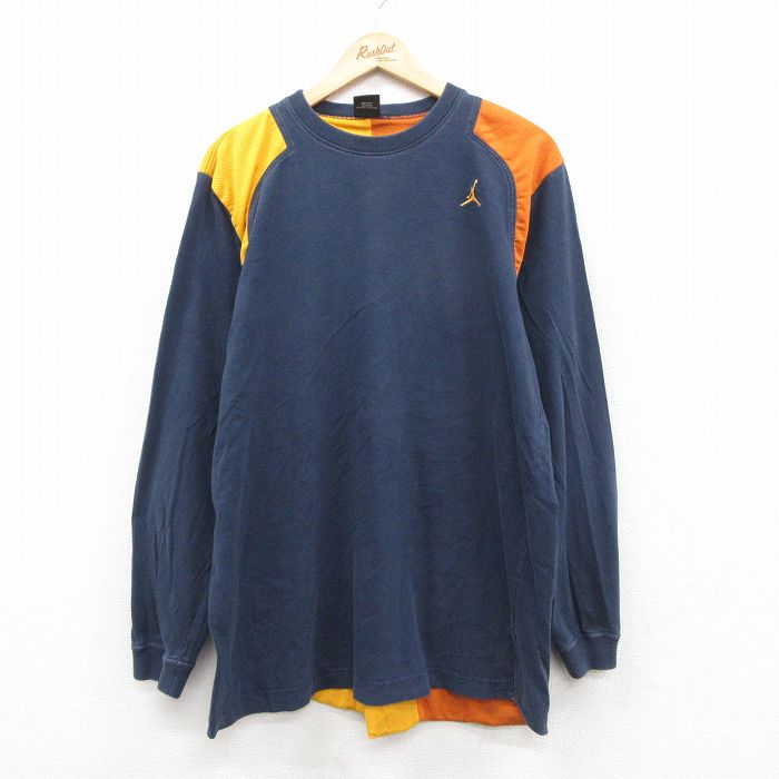 XL★古着 長袖 ビンテージ Tシャツ メンズ 00年代 00s マイケルジョーダン エアジョーダン  コットン クルーネック 紺他 25dec17