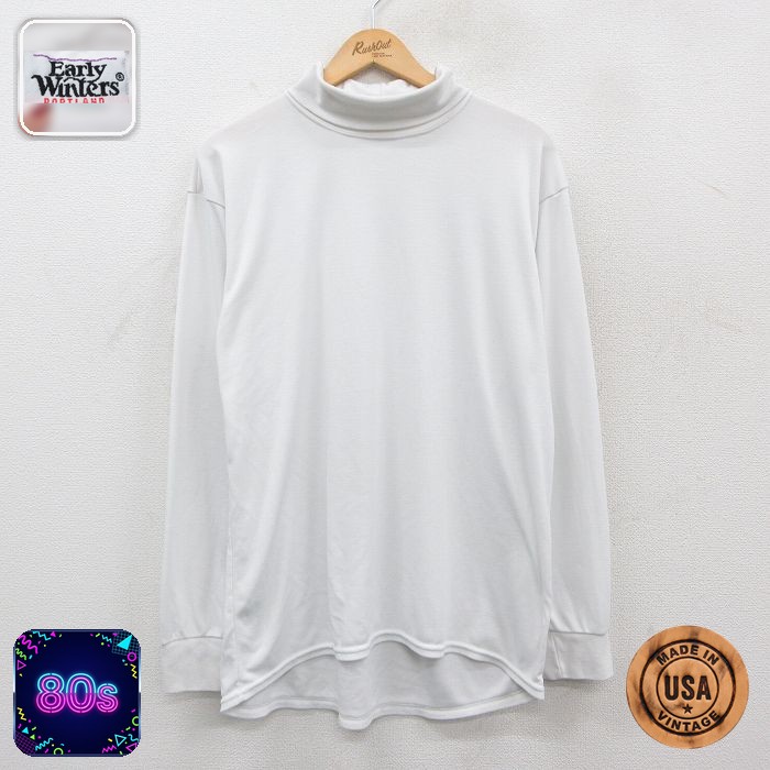 80s 長袖Tシャツ ハイネック ホワイト XL | 古着