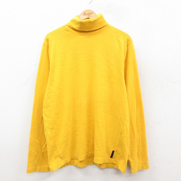 XL★古着 ラルフローレン 長袖 ブランド Tシャツ メンズ 90年代 90s 大きいサイズ コットン タートルネック ハイネック 黄 25dec18