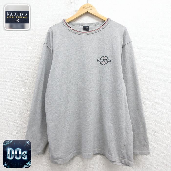 ノーティカ 00s 長袖Tシャツ ワンポイントロゴ グレー XL | 古着