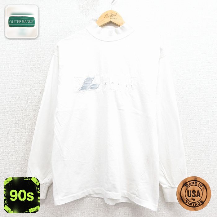 【50%OFF】90s 長袖Tシャツ LARSON刺繍 ホワイト M | 古着