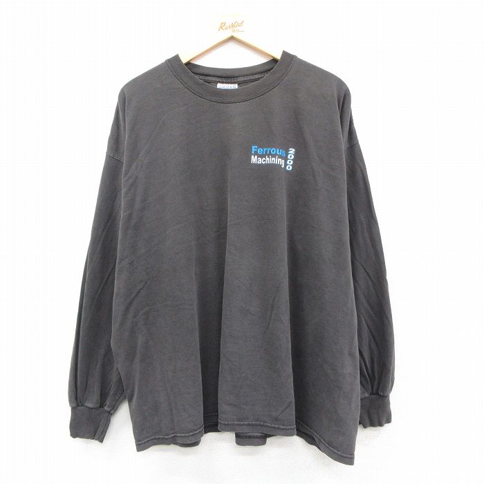 XL★古着 長袖 ビンテージ Tシャツ メンズ 00年代 00s Ferrous Machining 大きいサイズ コットン クルーネック 黒 26jan26