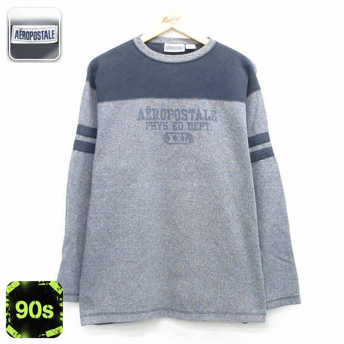 エアロポステール 90s 長袖Tシャツ ビッグロゴ グレー XL | 古着