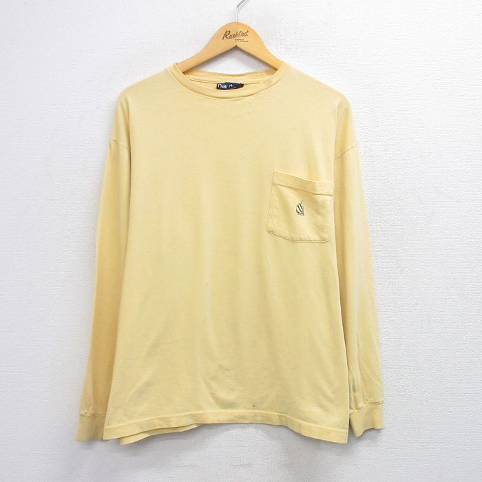 ノーティカ 90s 長袖Tシャツ ワンポイントロゴ イエロー XL | 古着