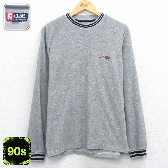 ラルフローレン 90s 長袖Tシャツ ワンポイントロゴ グレー XL | 古着