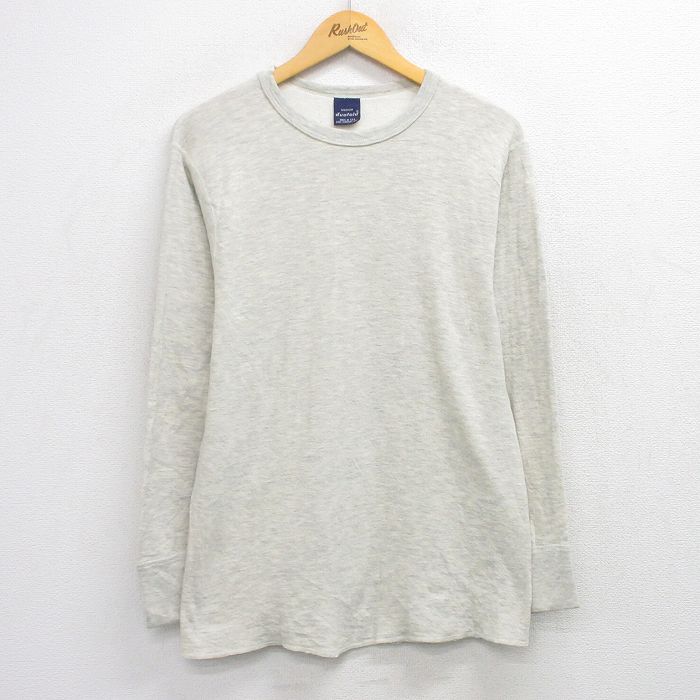 M★古着 デュオフォールド 長袖 ビンテージ サーマル Tシャツ メンズ 90年代 90s 無地 クルーネック グレー 霜降り 26jan27