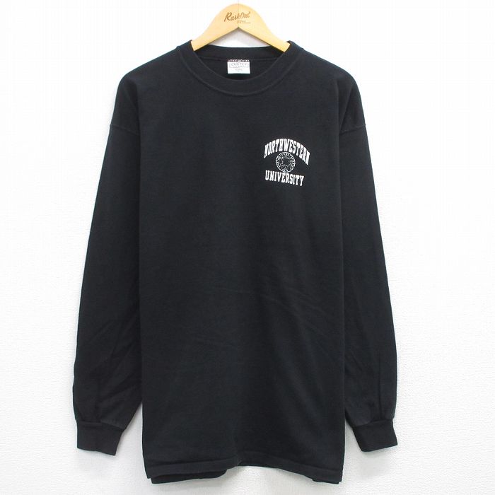90s 長袖Tシャツ NORTHWESTERN ブラック XL | 古着