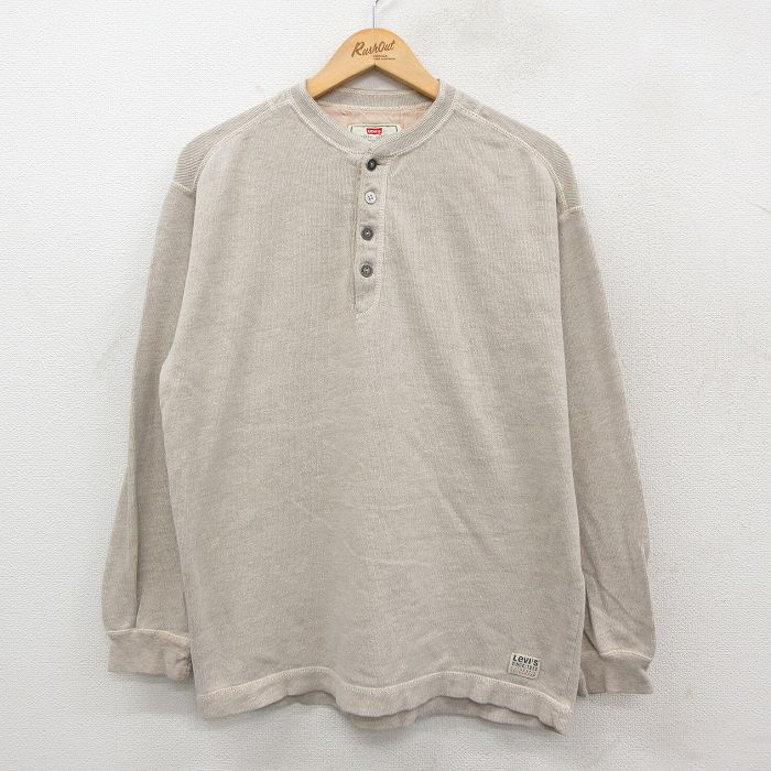 XL★古着 リーバイス Levis 長袖 ビンテージ Tシャツ メンズ 00年代 00s 無地 ヘンリーネック ベージュ 26feb06
