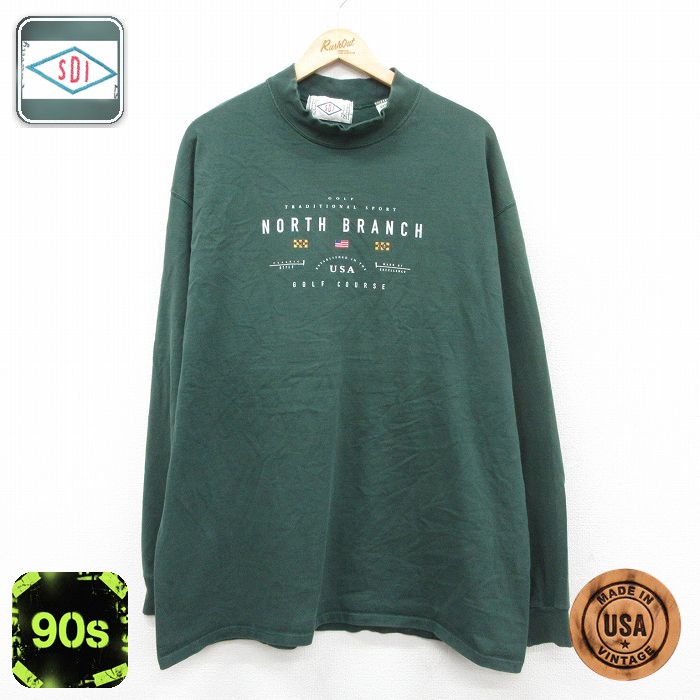 【50%OFF】90s 長袖Tシャツ NORTH BRANCH グリーン XL | 古着