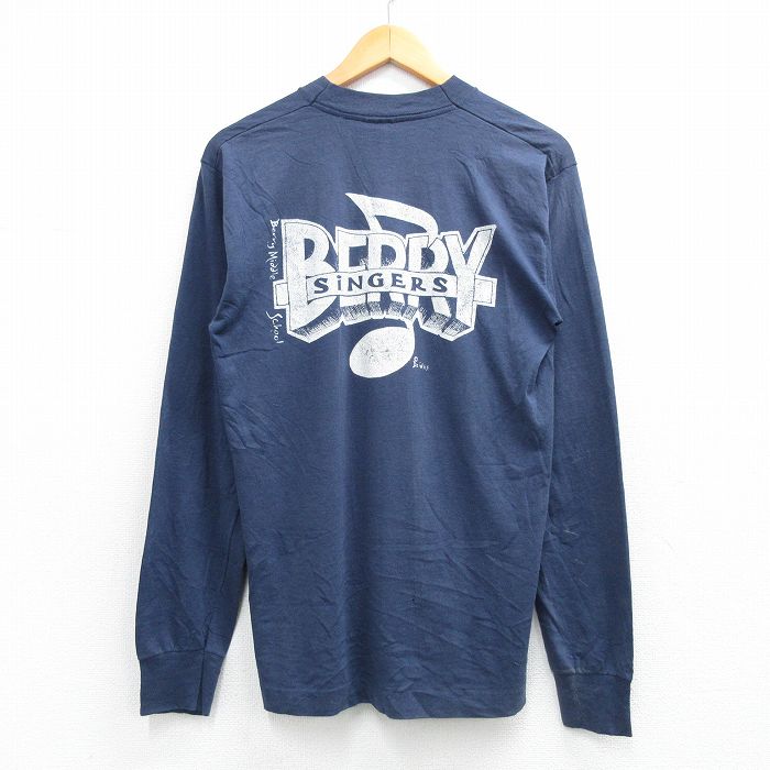 90s 長袖Tシャツ シンガー ネイビー M | 古着